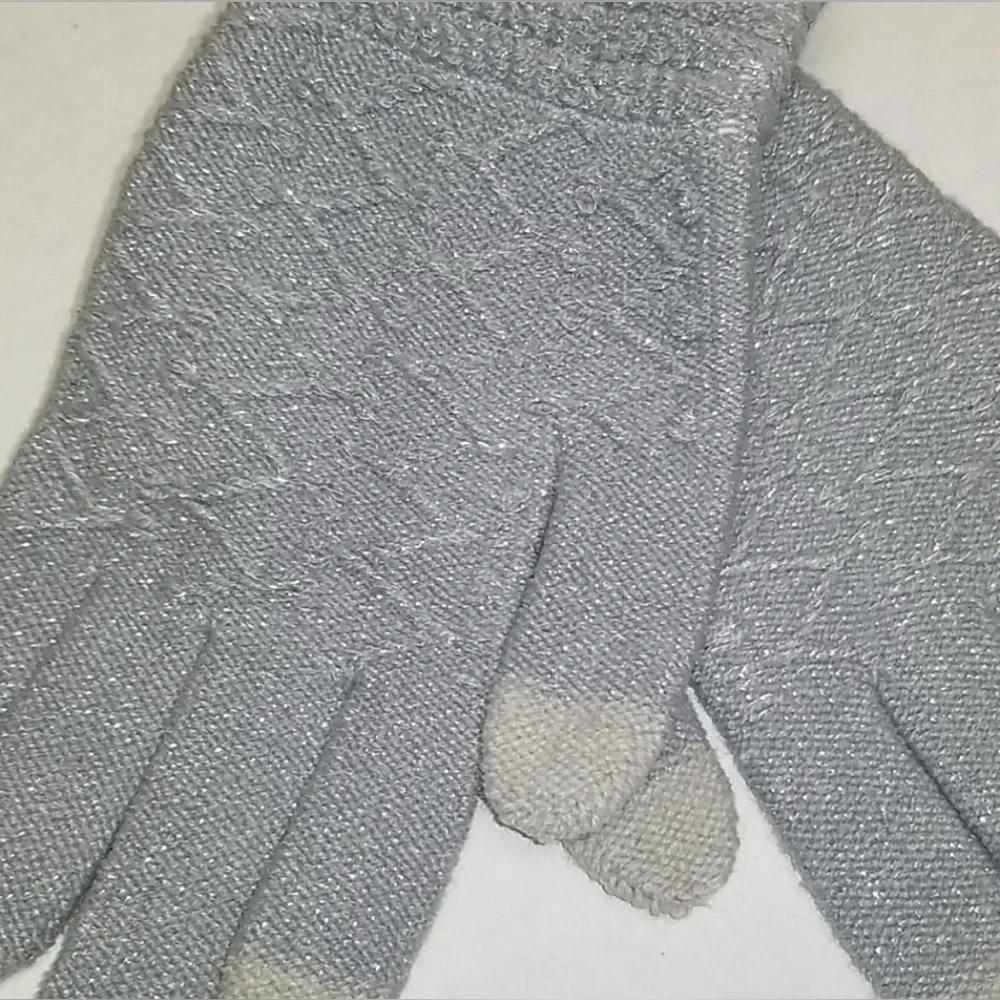 Steve Madden Silver Gray Lurex I-Touch Gloves NWT